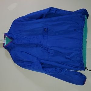Patagonia blue half zip up waterproof fleece jacket